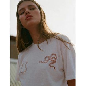 PALOMA WOOL Souvenir Cobra Cropped Boxy T Shirt Sz M